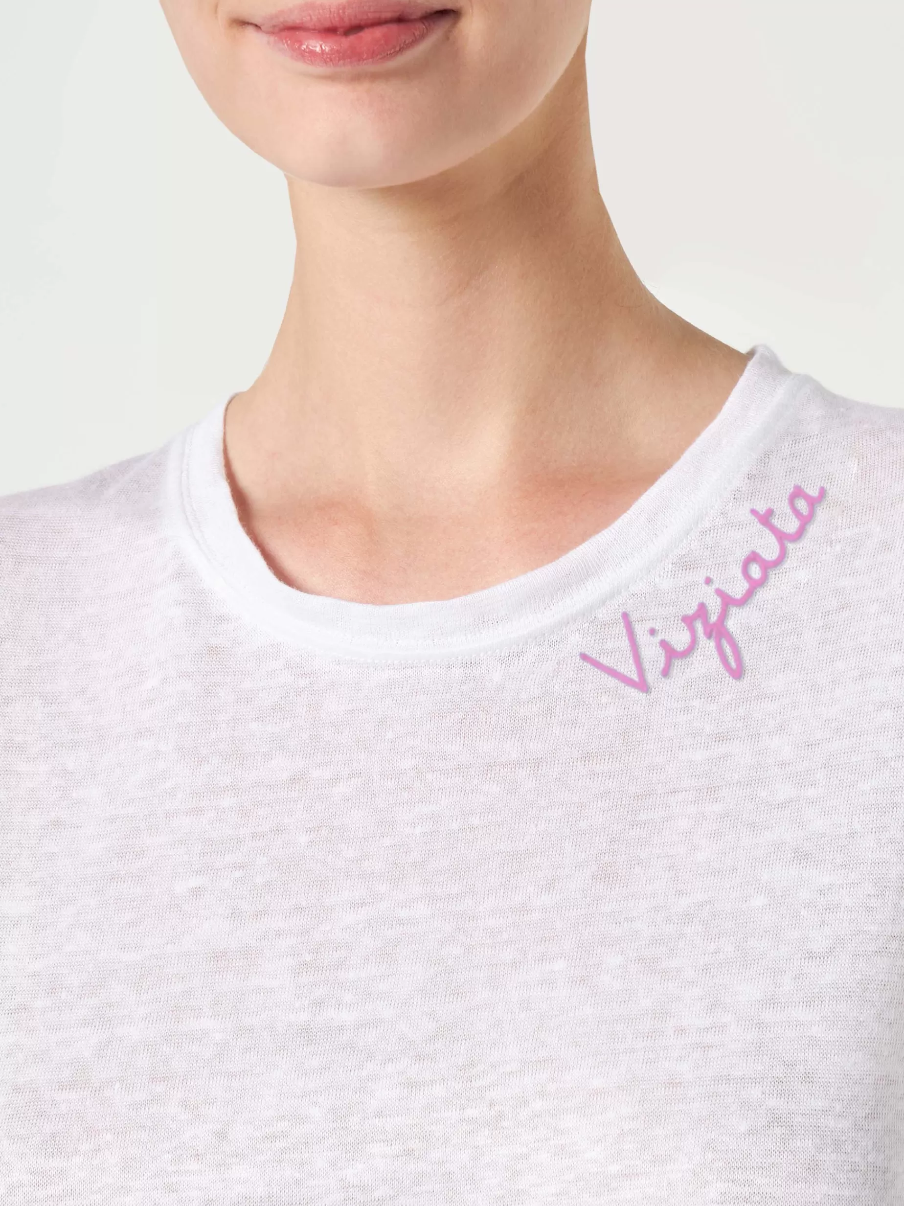 Store T-shirt in lino con ricamo Viziata Donna T-shirt