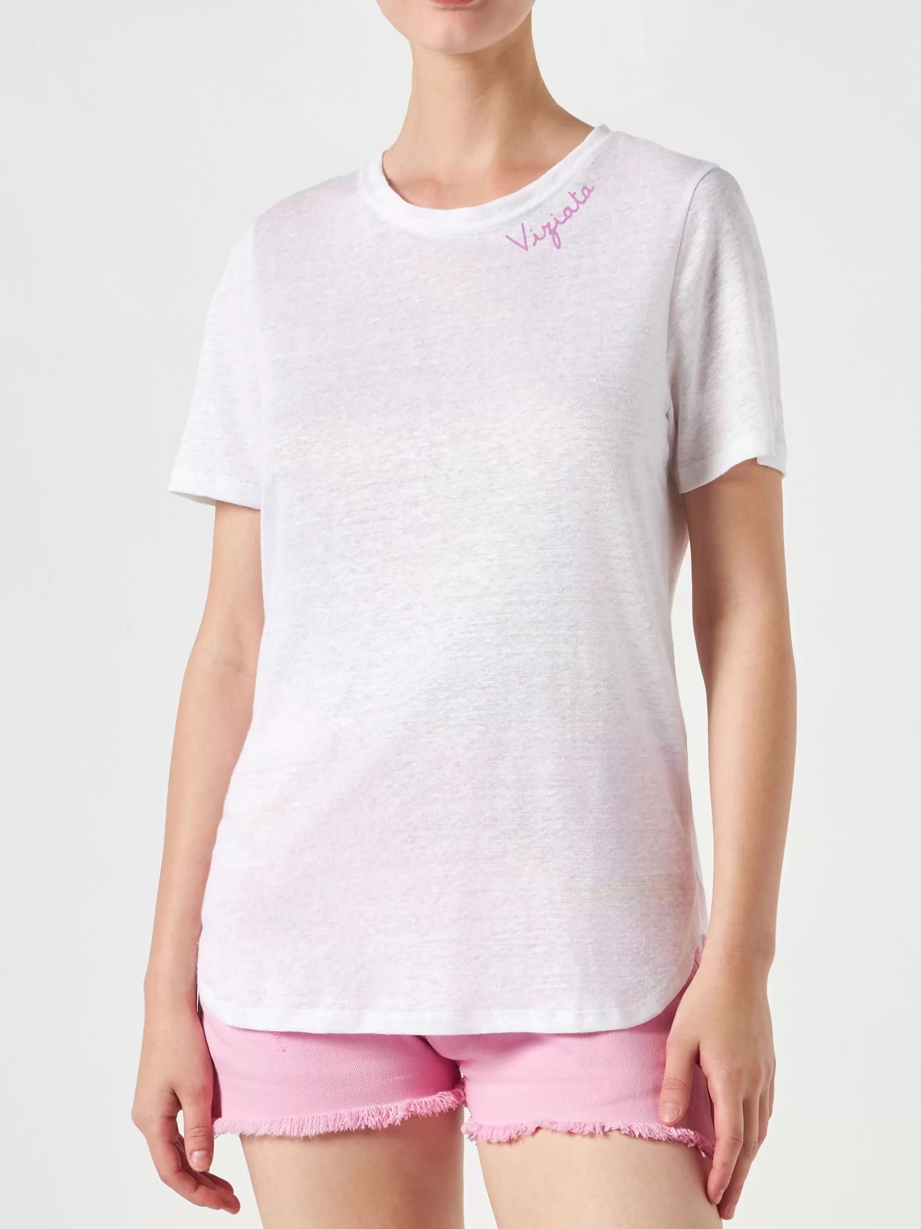 Store T-shirt in lino con ricamo Viziata Donna T-shirt